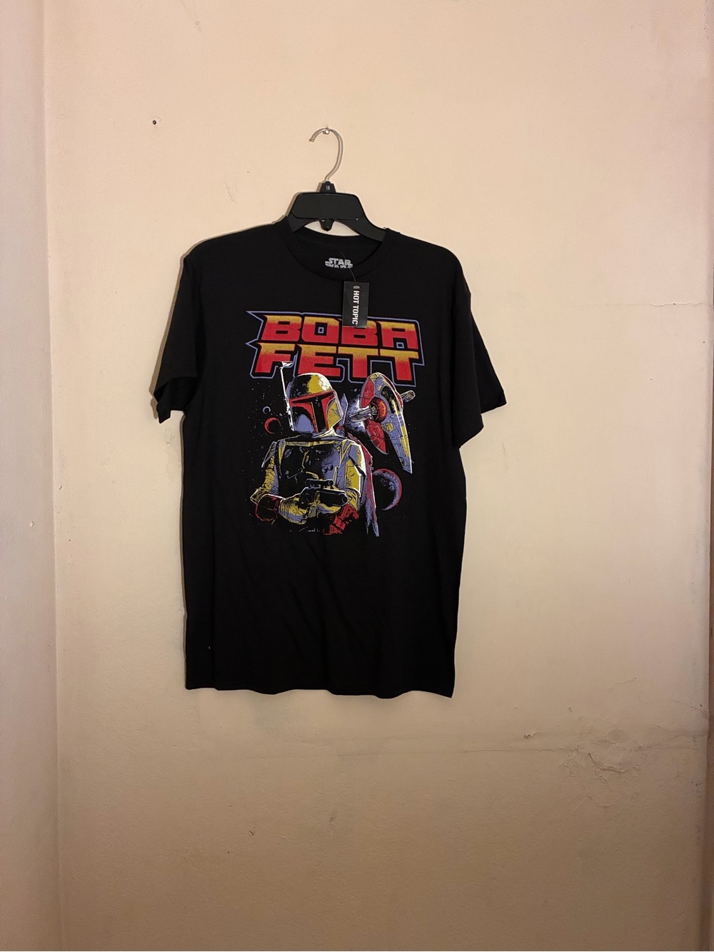 Star Wars Boba Fett Graphic Tee - Black with Red & Yellow Accents